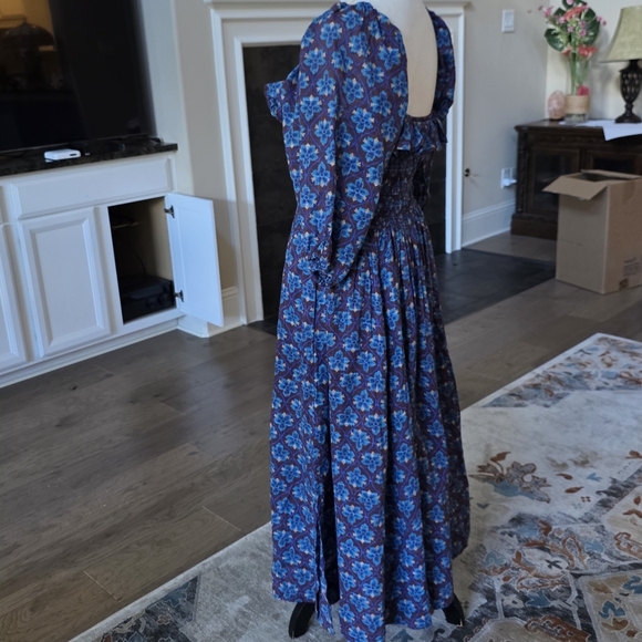 Nwot Free People Oasis Printed Midi Floral Blue  brown  Dress M - Picture 10 of 13